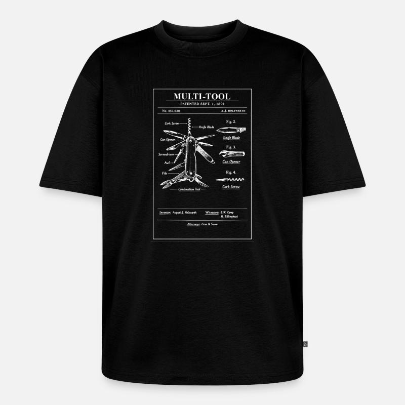Multi-Tool Blueprint-Patentkunst - Unisex Premium Oversized Bio T-Shirt - Schwarz
