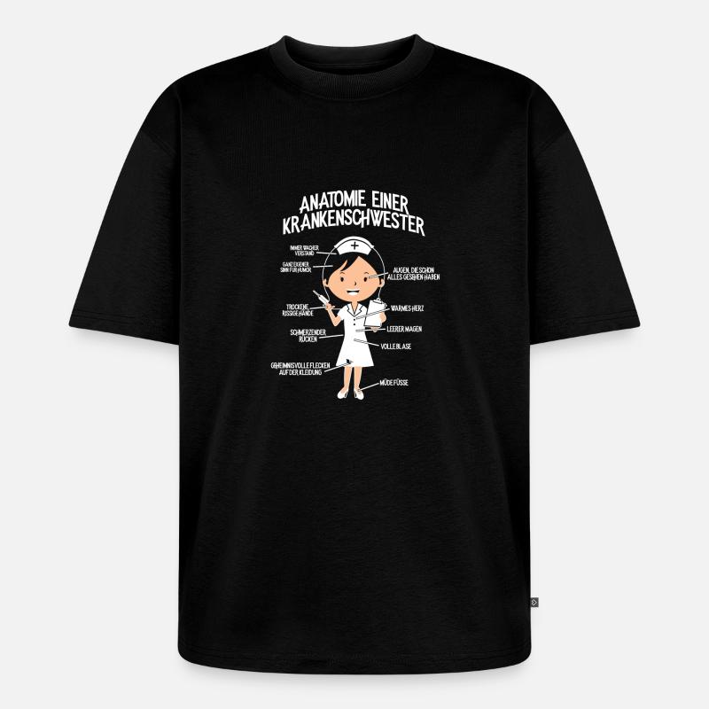 Anatomie einer Krankenschwester - Geschenk - Unisex Premium Oversized Bio T-Shirt - Schwarz