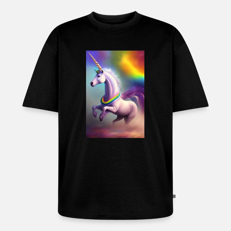 Einhorn - Unisex Premium Oversized Bio T-Shirt - Schwarz