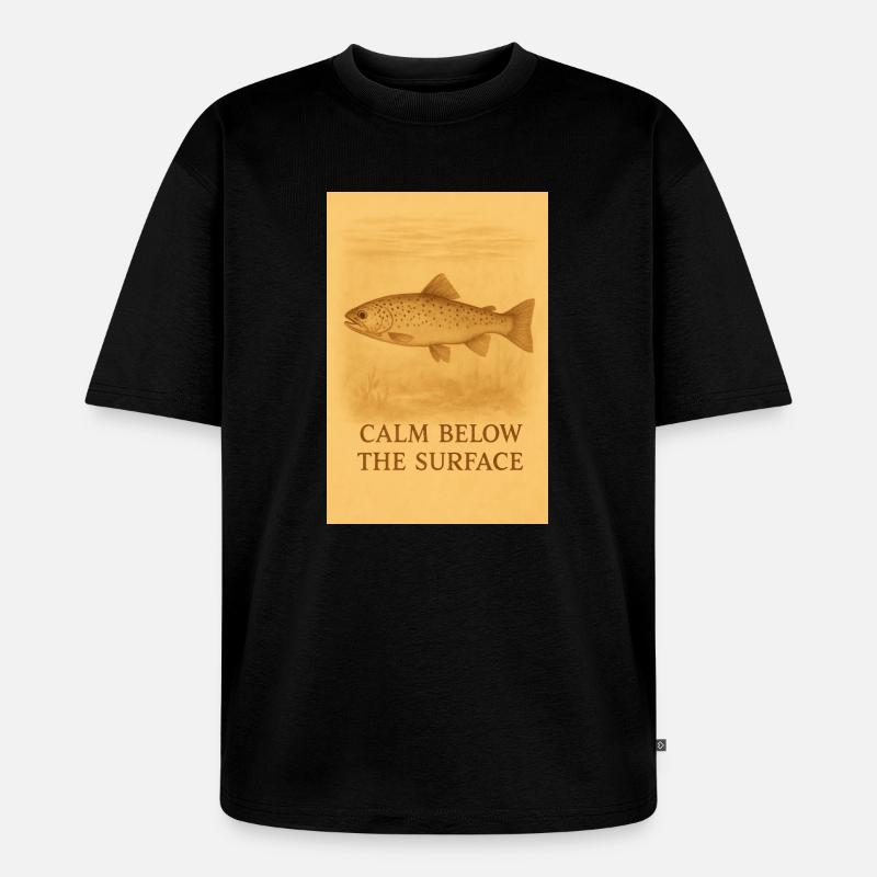 Calm Below the Surface Trout Print - Unisex Premium Oversized Organic T-Shirt - black