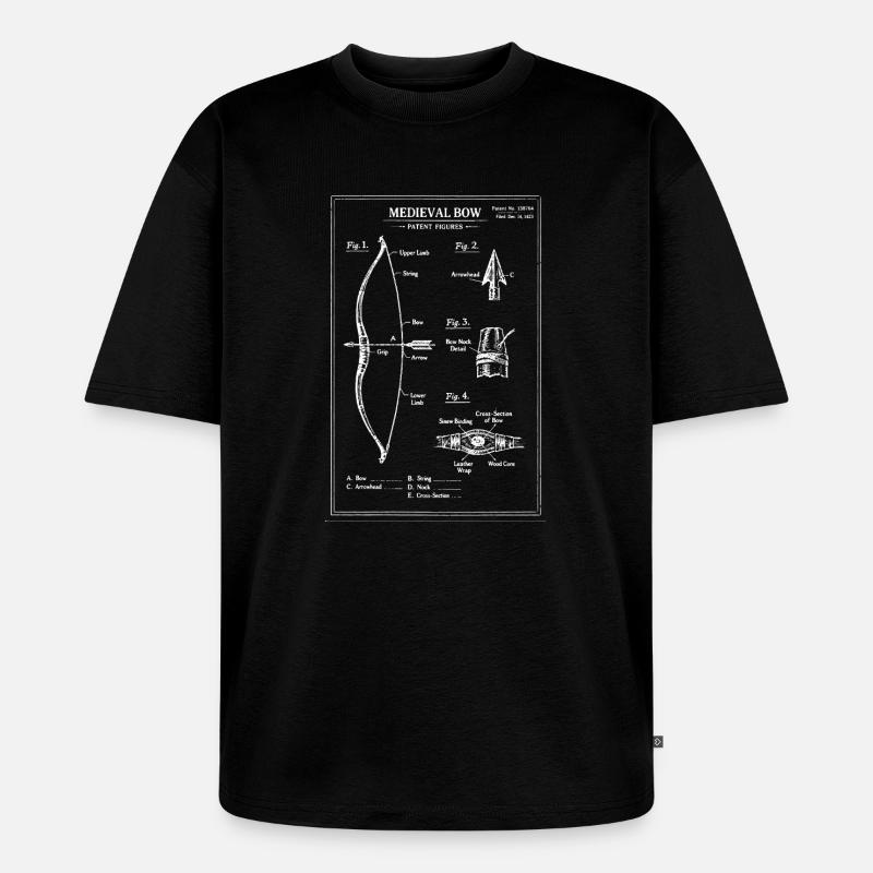Illustration de plan d’arc médiéval - T-shirt Premium bio oversize Unisexe - noir
