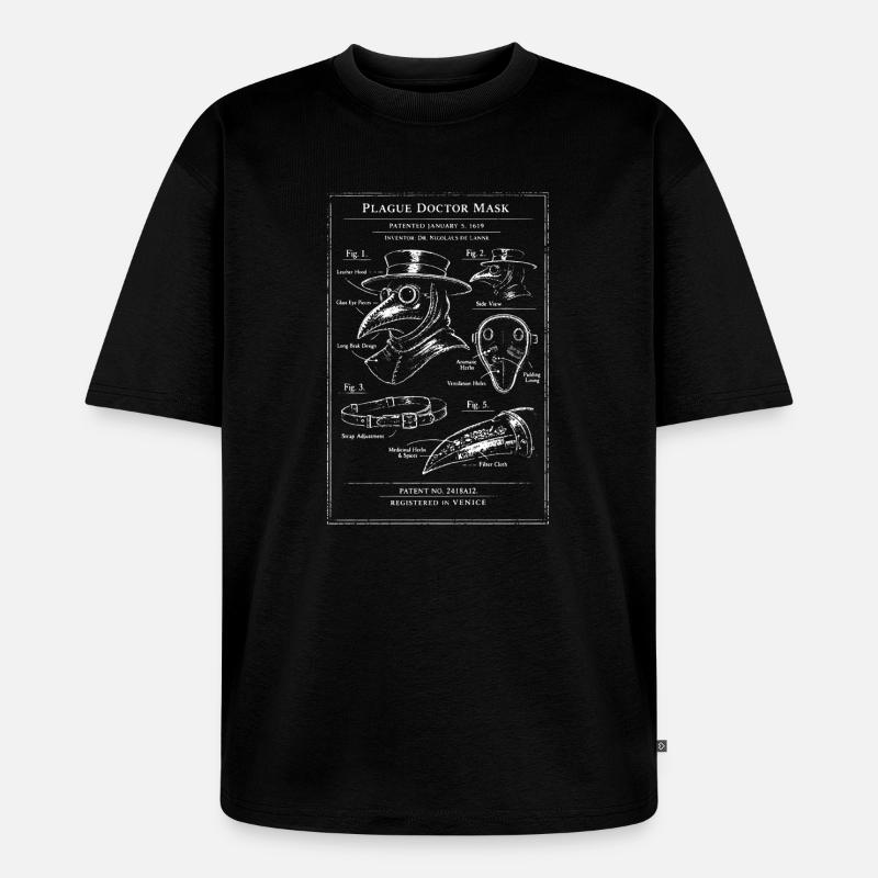 Seuchendoktor-Masken-Bauplan - Unisex Premium Oversized Bio T-Shirt - Schwarz