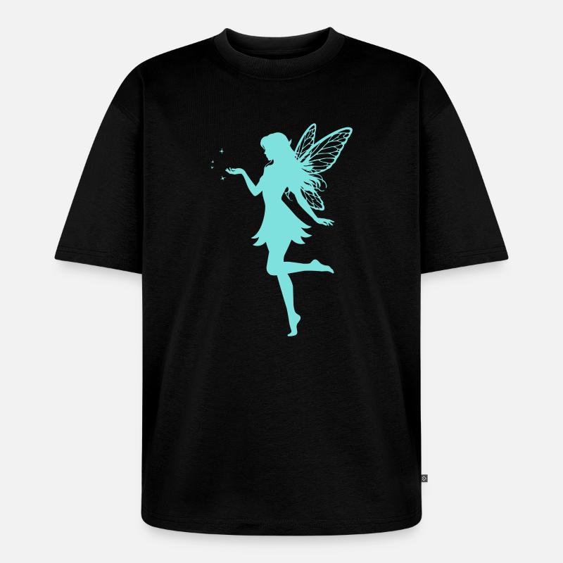 Silhouette de fée avec des étoiles - T-shirt Premium bio oversize Unisexe - noir