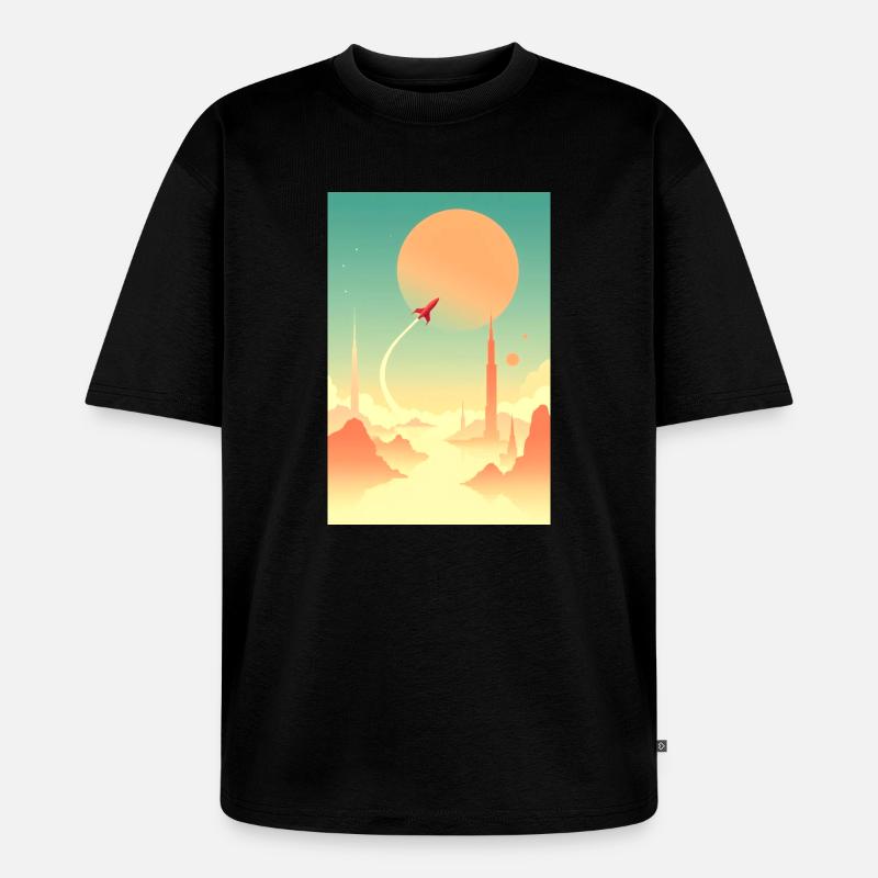 First Journeys Beyond Distant Horizons - Unisex Premium Oversized Organic T-Shirt - black
