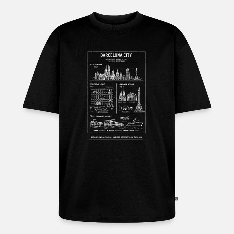 Modèle de la Skyline de Barcelone - T-shirt Premium bio oversize Unisexe - noir