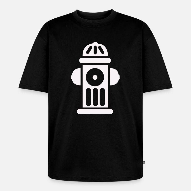 Feuerhydrant Silhouette Linienminimal - Unisex Premium Oversized Bio T-Shirt - Schwarz