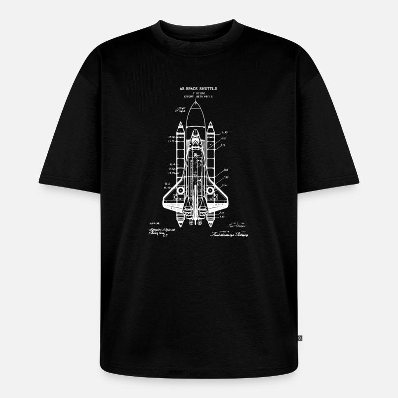 Space Shuttle-Bauplan - Unisex Premium Oversized Bio T-Shirt - Schwarz