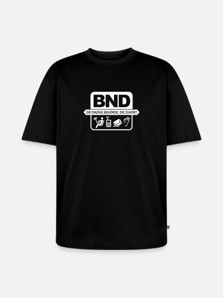 BND hört zu - Unisex Premium Oversized Bio T-Shirt - Schwarz