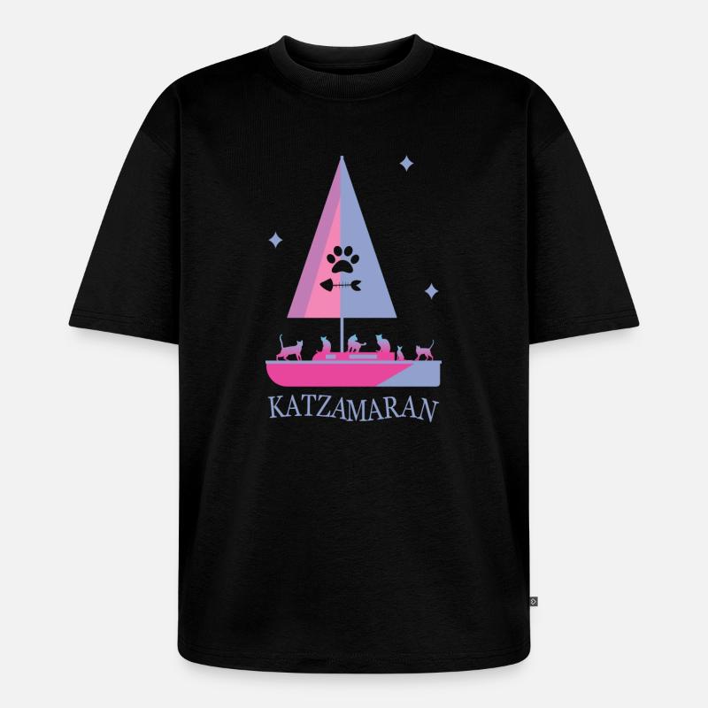 Katzamaran Boot - Unisex Premium Oversized Bio T-Shirt - Schwarz