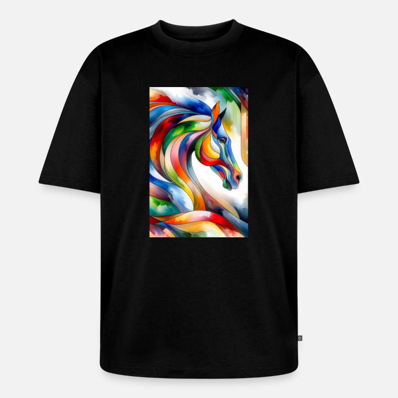 Pferd abstrakt - Unisex Premium Oversized Bio T-Shirt - Schwarz