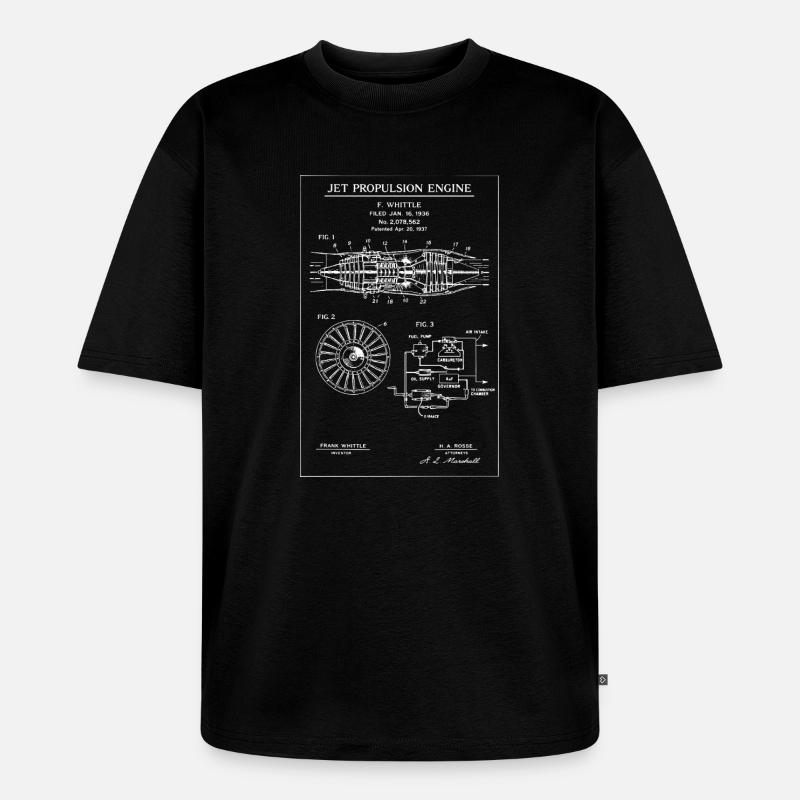 Jet Propulsion Engine Blueprint - Unisex Premium Oversized Organic T-Shirt - black