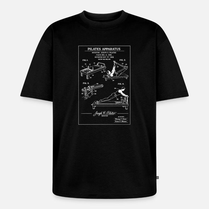 Pilates-Geräte-Bauplan - Unisex Premium Oversized Bio T-Shirt - Schwarz