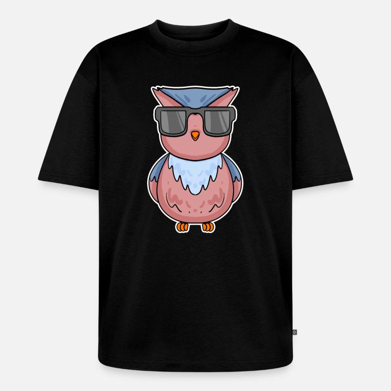 Eule mit Brille - Unisex Premium Oversized Bio T-Shirt - Schwarz