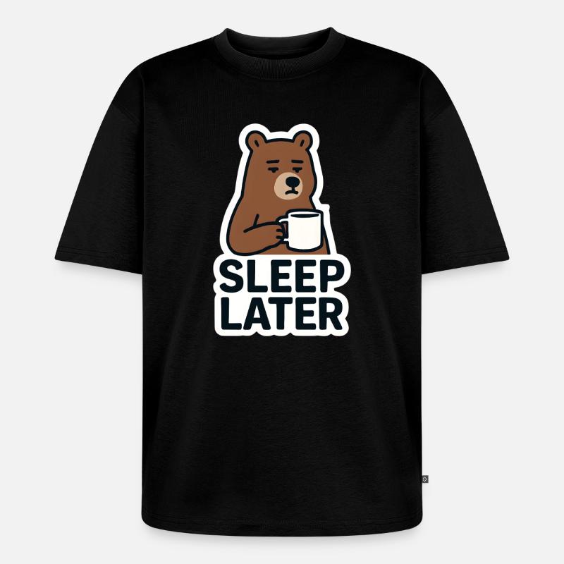 Bär Ruhiger Schlaf Später Illustration - Unisex Premium Oversized Bio T-Shirt - Schwarz