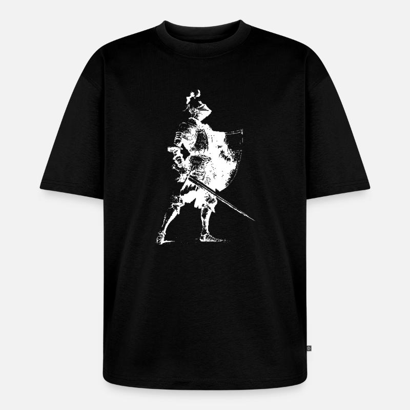 Ritter-Silhouette mit Schild - Unisex Premium Oversized Bio T-Shirt - Schwarz