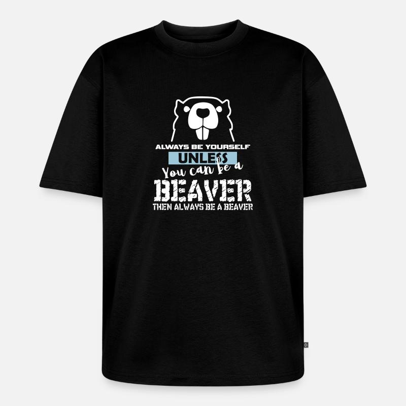 Cadeau de castor - T-shirt Premium bio oversize Unisexe - noir