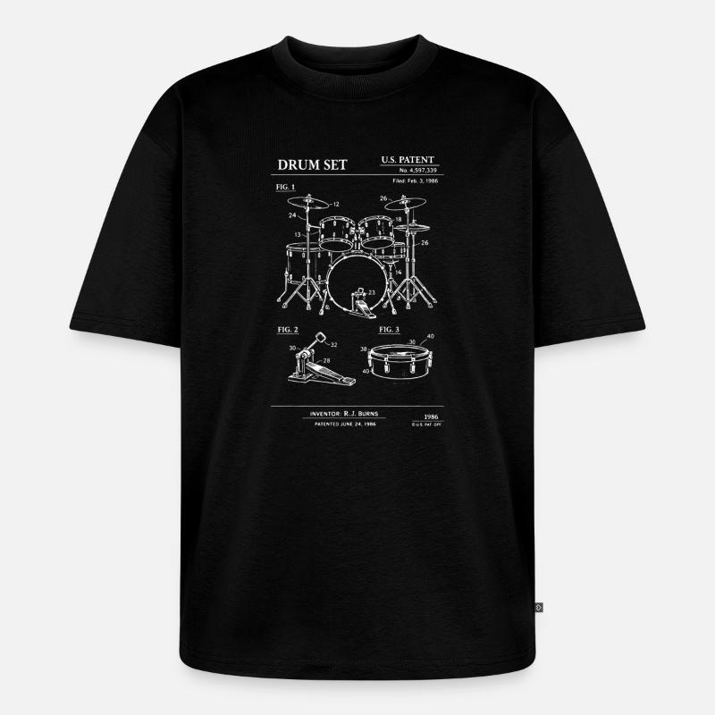 Schlagzeugbau-Bauplan - Unisex Premium Oversized Bio T-Shirt - Schwarz