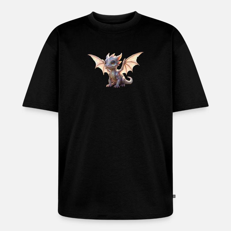 Irisdrache: Schillernder Flügeldrache - Unisex Premium Oversized Bio T-Shirt - Schwarz