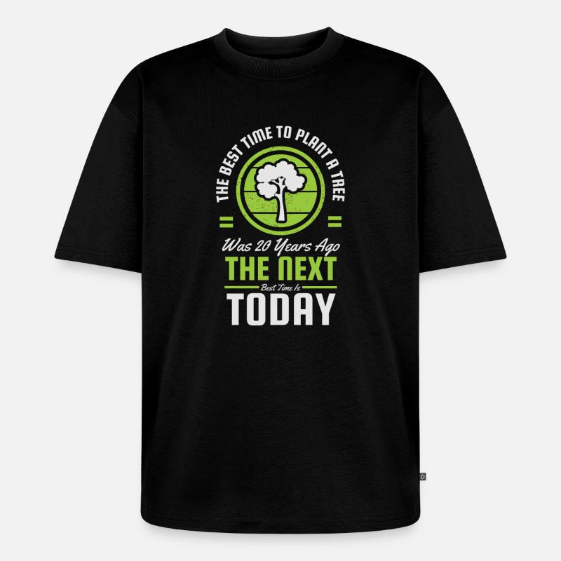 Next Time Today Tree Logo - Unisex Premium Oversized Organic T-Shirt - black