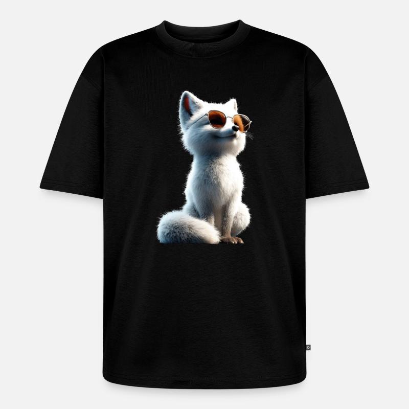 Polarfuchs Schneefuchs Eisfuchs Süßer Weißer Fuchs - Unisex Premium Oversized Bio T-Shirt - Schwarz