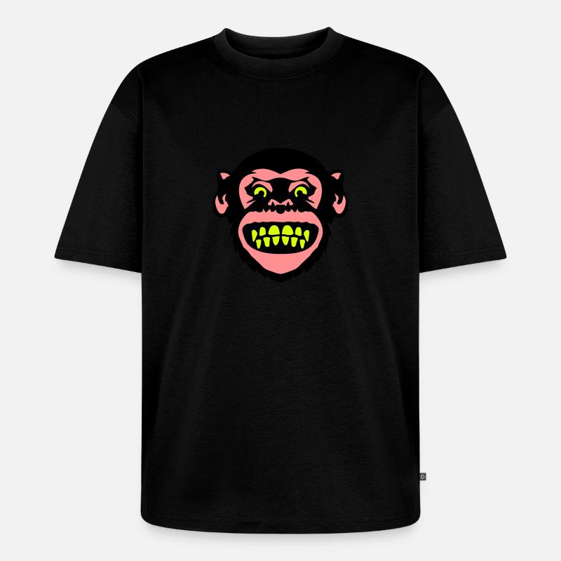 monkey monkey Grimasse 8 - Unisex Premium Oversized Bio T-Shirt - Schwarz