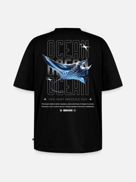 Ocean Manta Precious Treasure - Unisex Premium Oversized Organic T-Shirt - black