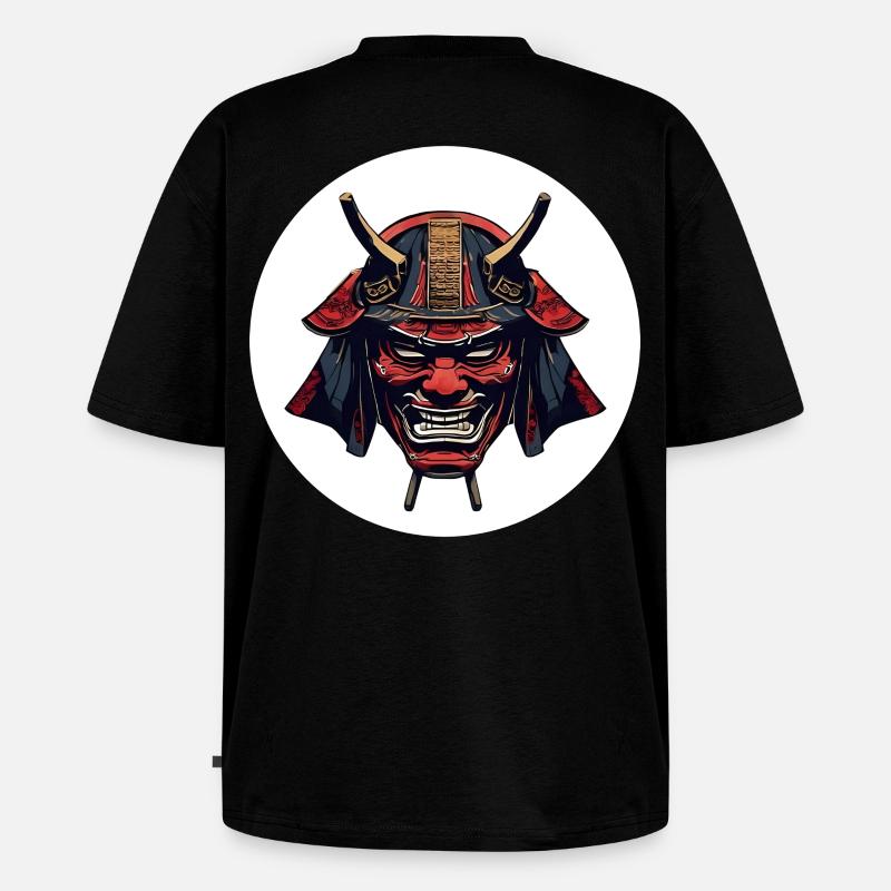 Roter Oni Dämonenhelm - Unisex Premium Oversized Bio T-Shirt - Schwarz