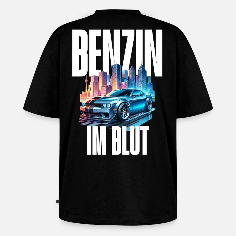 Benzin im Blut Neon - Unisex Premium Oversized Bio T-Shirt - Schwarz