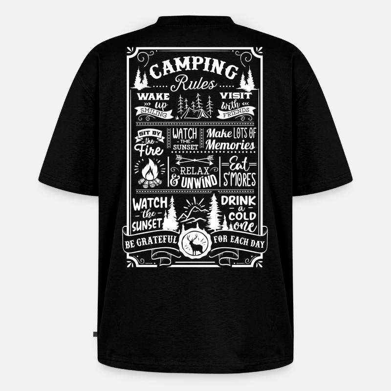 Camping Rules - Unisex Premium Oversized Bio T-Shirt - Schwarz