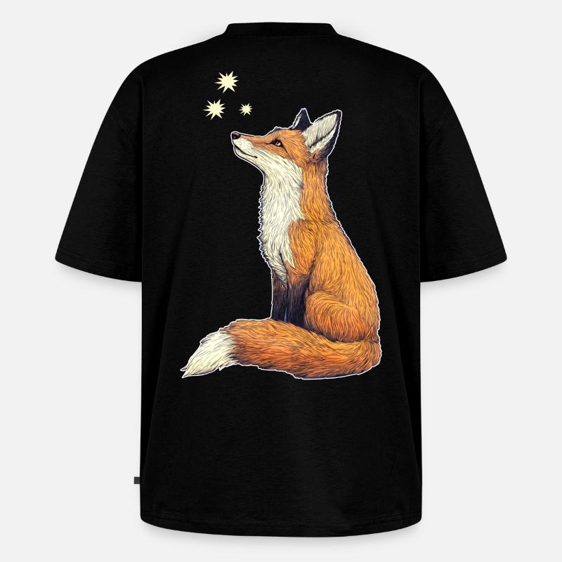 Fuchs mit Sternen - Unisex Premium Oversized Bio T-Shirt - Schwarz