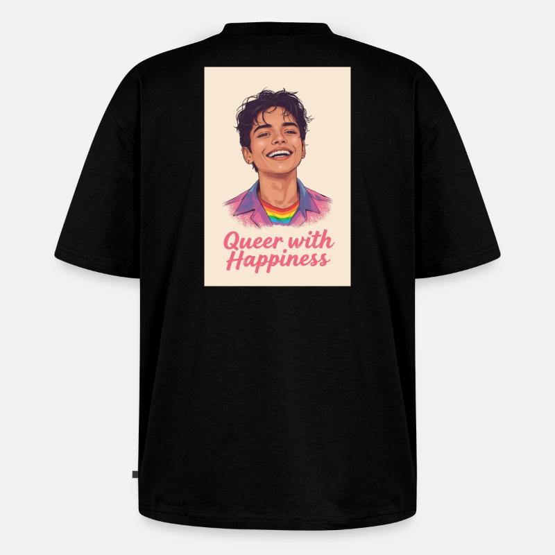 Queer with happiness - Unisex Premium Oversized Bio T-Shirt - Schwarz