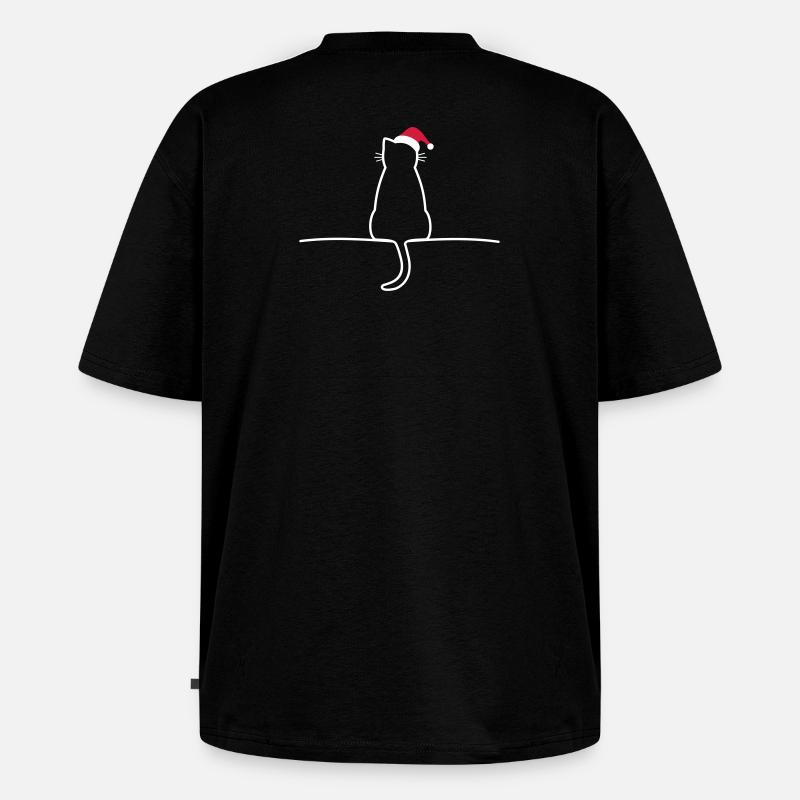 Chat noël cadeau noël chat - T-shirt Premium bio oversize Unisexe - noir