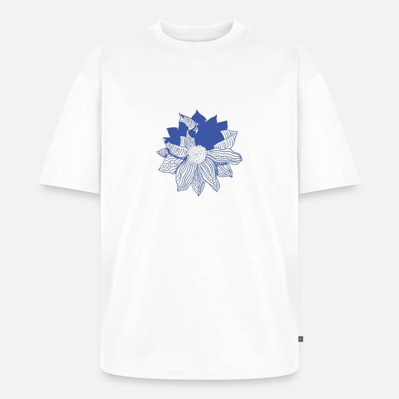 Blume-blau - Unisex Premium Oversized Bio T-Shirt - Weiß