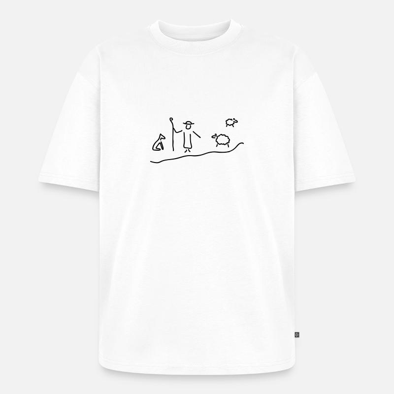 schäfer mit herde - Unisex Premium Oversized Bio T-Shirt - Weiß