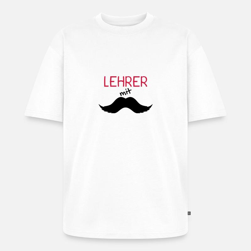 Lehrer mit Schnurrbart - Unisex Premium Oversized Bio T-Shirt - Weiß