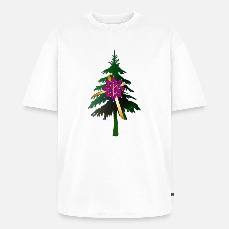 Christbaum oder Weihnachtsbaum & Geschenkschleife - Unisex Premium Oversized Bio T-Shirt - Weiß