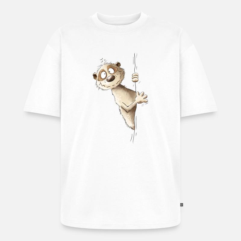 Drolliges Erdmännchen I Wildtier Tiere - Unisex Premium Oversized Bio T-Shirt - Weiß
