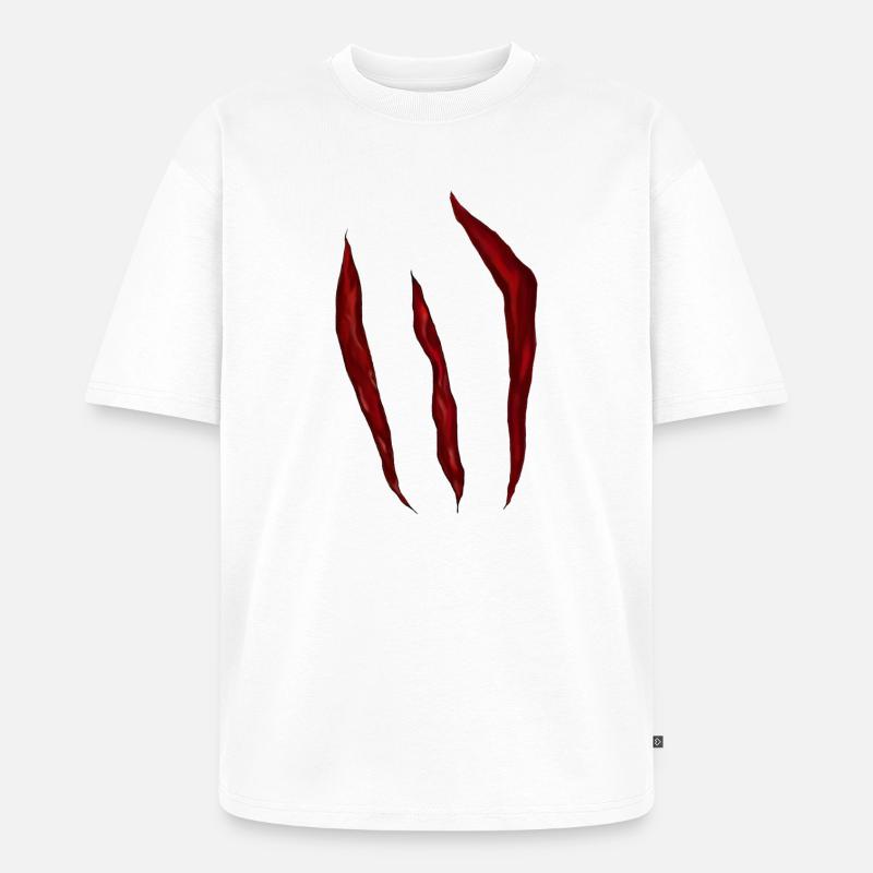 Blood-red scratch marks - Unisex Premium Oversized Organic T-Shirt - white