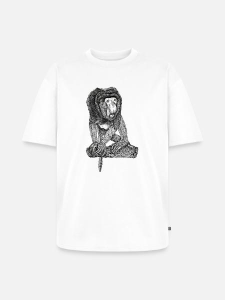 Singe Proboscis - T-shirt Premium bio oversize Unisexe - blanc