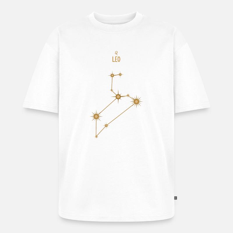 Löwe Sternzeichen Sternkonstellation Goldene Töne - Unisex Premium Oversized Bio T-Shirt - Weiß