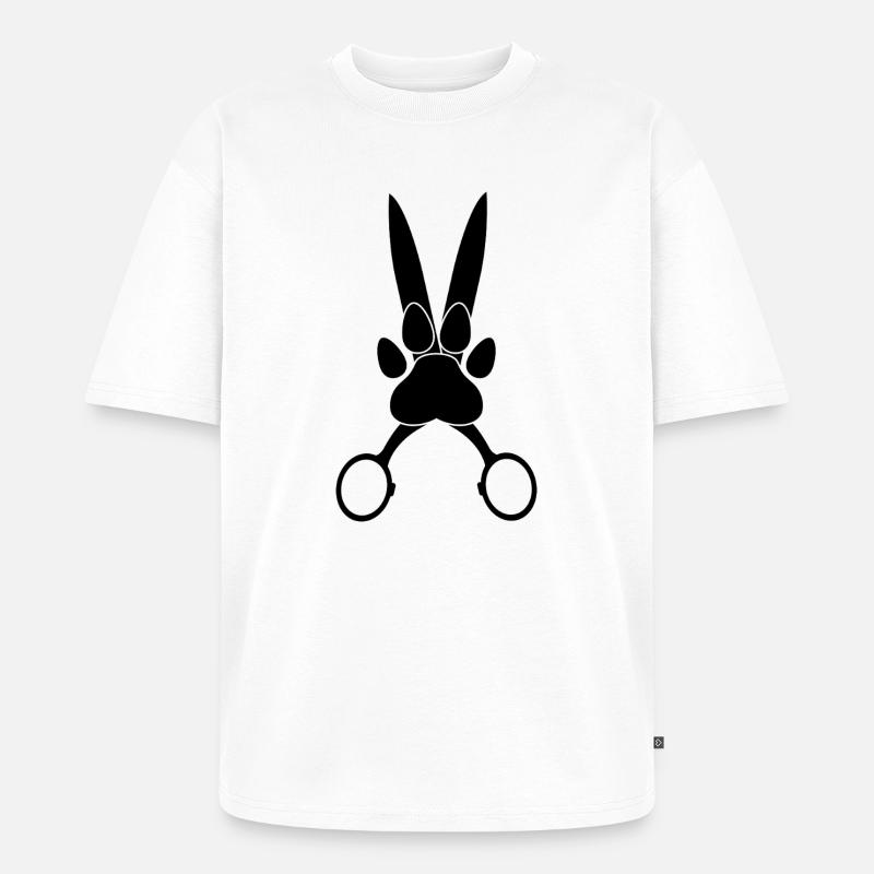 Patte de chien sur ciseaux - T-shirt Premium bio oversize Unisexe - blanc