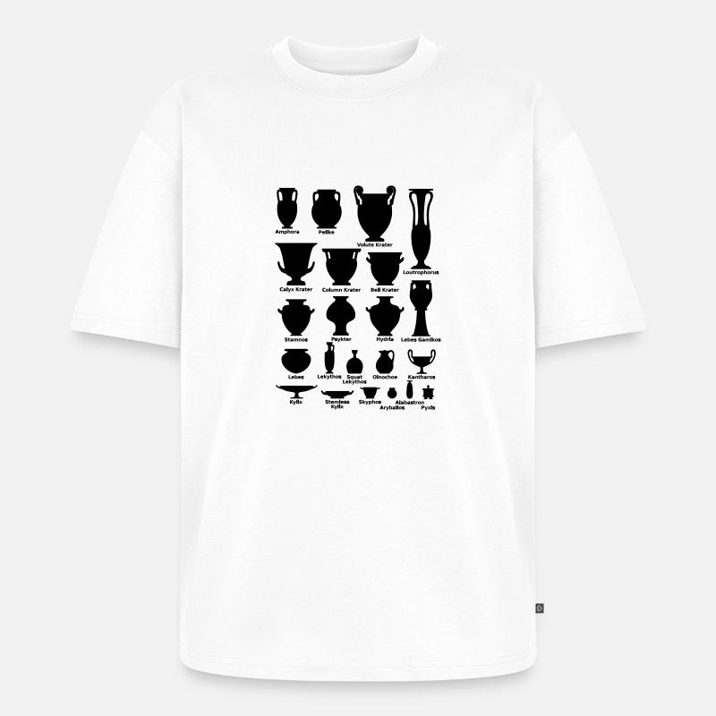 Antike Vasen mit Beschriftung - Unisex Premium Oversized Bio T-Shirt - Weiß