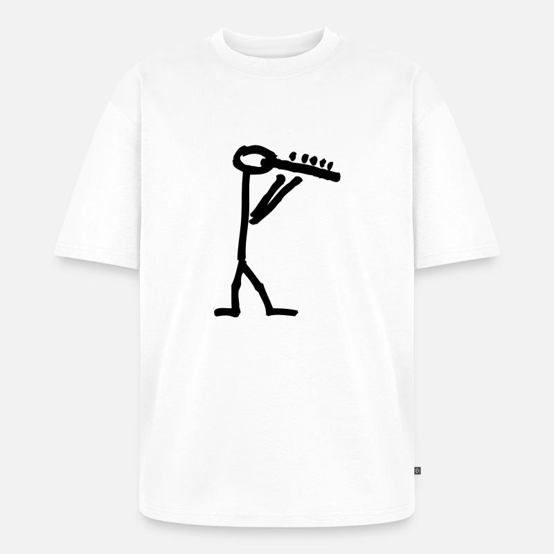 Musikant mit Querflöte - Unisex Premium Oversized Bio T-Shirt - Weiß