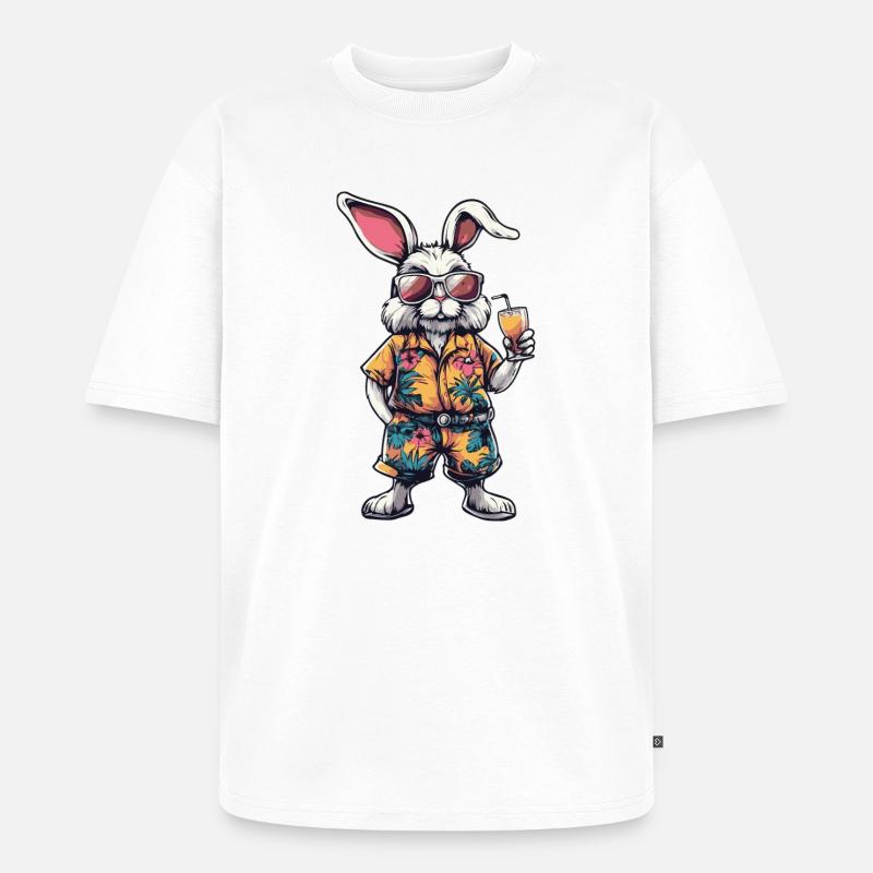 Hase Comic Sommer - Unisex Premium Oversized Bio T-Shirt - Weiß