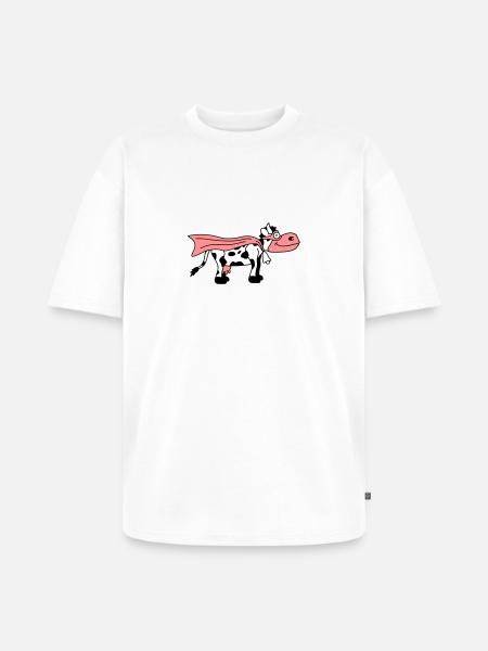 Super Cow Cartoon - Unisex Premium Oversized Organic T-Shirt - white
