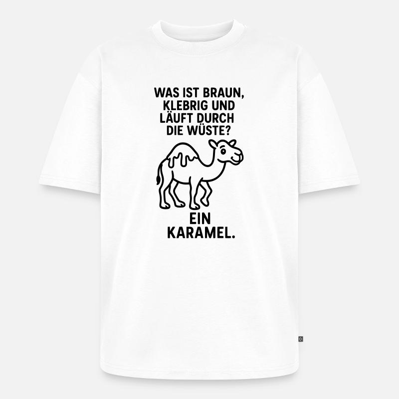 karamel karamell kamel wüste kinder witz - Unisex Premium Oversized Bio T-Shirt - Weiß