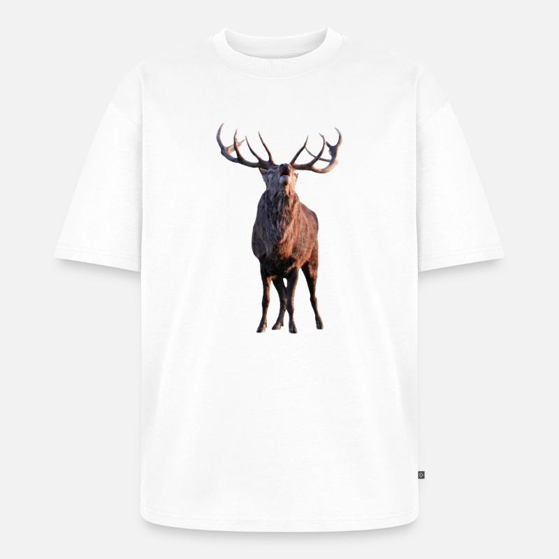 Röhrender Hirsch - Unisex Premium Oversized Bio T-Shirt - Weiß
