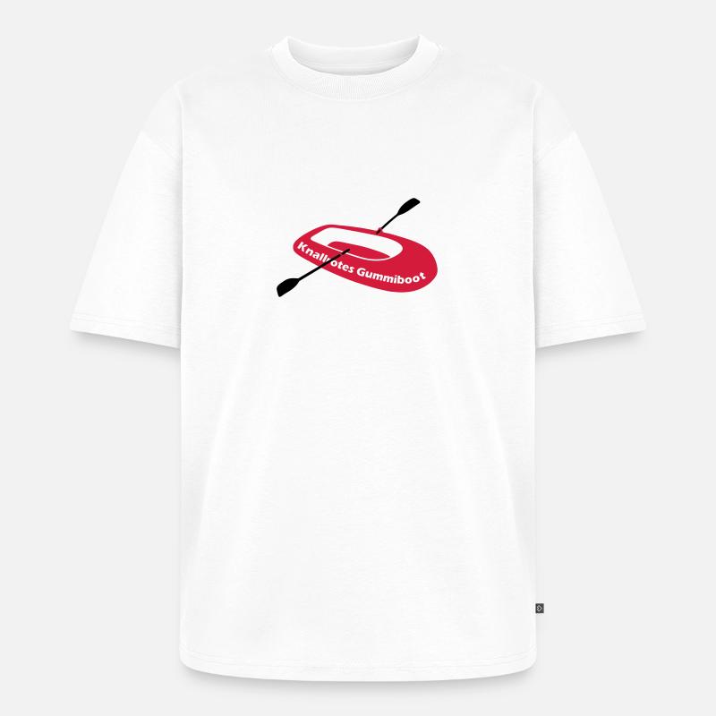 Knallrotes Gummiboot - V2 - Unisex Premium Oversized Bio T-Shirt - Weiß