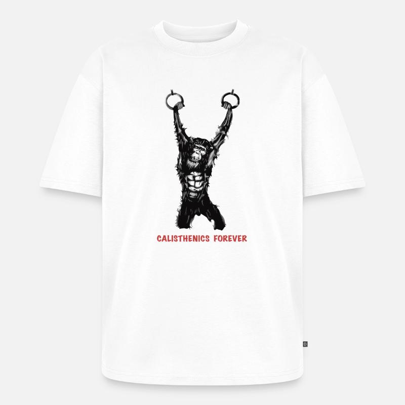 Calisthenics Evolution - Gymnastikringe - Unisex Premium Oversized Bio T-Shirt - Weiß