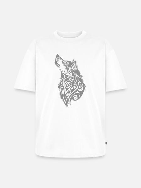 Nordic Wolf Tribal Tattoo - Unisex Premium Oversized Organic T-Shirt - white